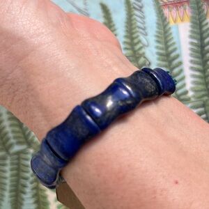 Lapis Lauzil Bamboo Design Bracelet
